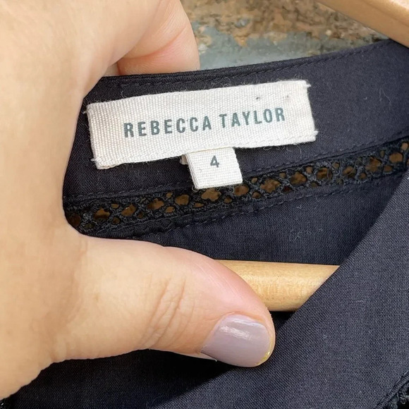 Rebecca Taylor Mixed Eyelet Tie Waist Dress size 4 - Picture 6 of 12